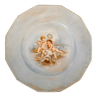 1940s French Limoges Victorian Style Cherubs Decorative Plate by Yvonne Laroudie For Sale