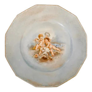 1940s French Limoges Victorian Style Cherubs Decorative Plate by Yvonne Laroudie