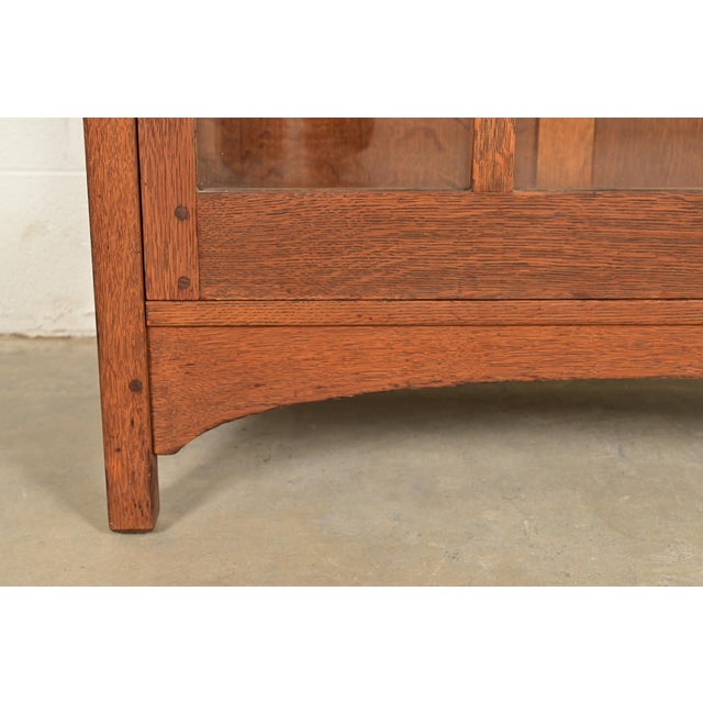 L. & J. G. Stickley Antique Mission Oak Arts and Crafts Bookcase Cabinet, Circa 1910 For Sale - Image 9 of 14