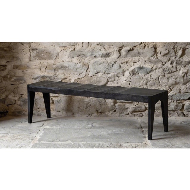 Black Waves Three-Seater Bench by Marc Geneix For Sale - Image 8 of 8