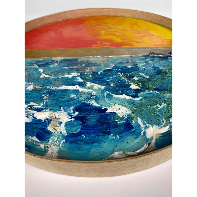 T2 wooden tray decorated by hand with mixed technique. Light walnut finish. Limited edition of 10 pieces all signed and...