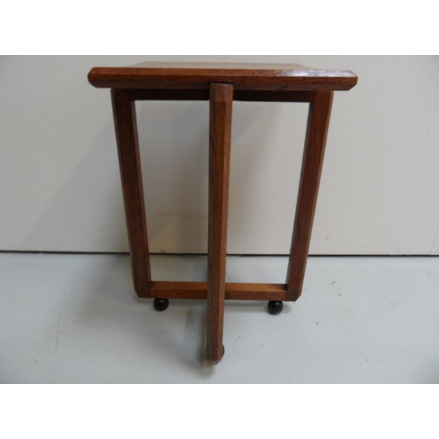 Art Deco Amsterdam School Oak Side Table, 1890s For Sale - Image 9 of 11
