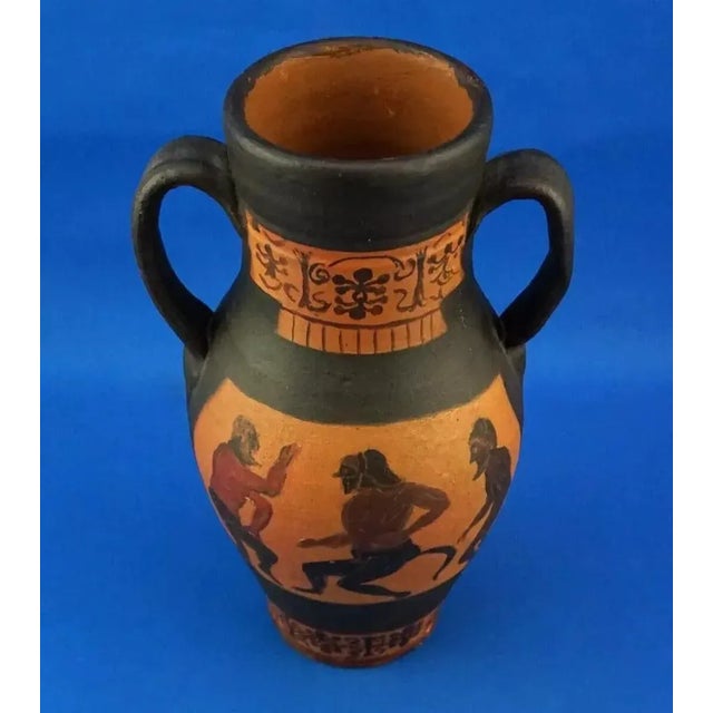Large Greco-Roman Style Hand-Decorated Ceramic Terracotta 2-Handled Amphora Vase, 1975 For Sale - Image 10 of 18