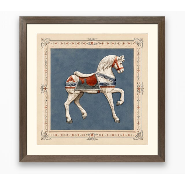 Paper Atelier Aria Lumae Antique Americana Carousel Horse Fine Art Gallery Board Print With Integrated Decorative Border Design 24 X 24 For Sale - Image 7 of 10