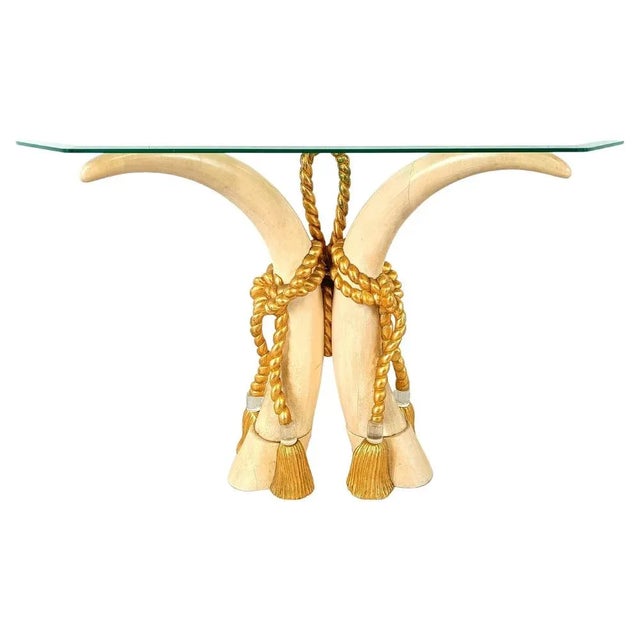 Vintage Faux Tusk Console Table, 1980s For Sale - Image 12 of 12