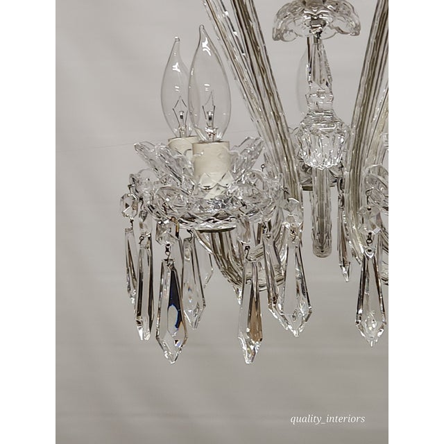 1960s Vintage Waterford Fleur De Lis S Curved Cut Crystal 5 Arm 5 Light Chandelier For Sale - Image 5 of 12
