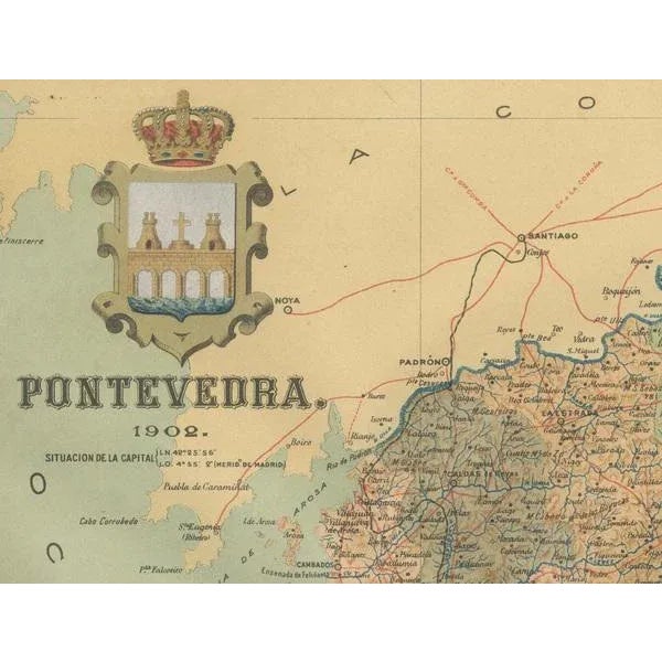 Map of Pontevedra, 1902 For Sale - Image 6 of 7