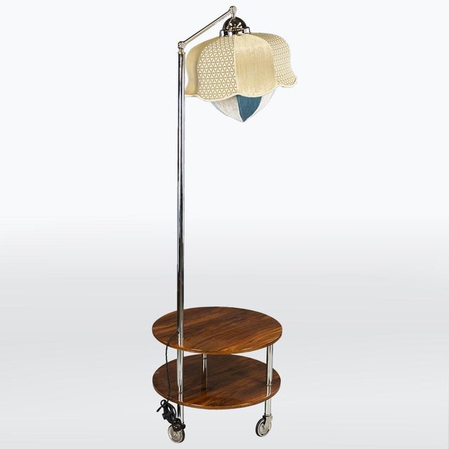 Bauhaus Bauhaus Chrome and Walnut Floor Lamp, 1930s For Sale - Image 3 of 10