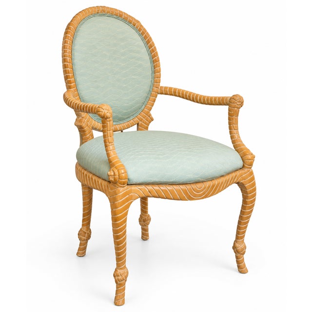 Wood 1970s French Napoleonic Style Carved Maple Rope Bergere Chairs - Pair For Sale - Image 7 of 7