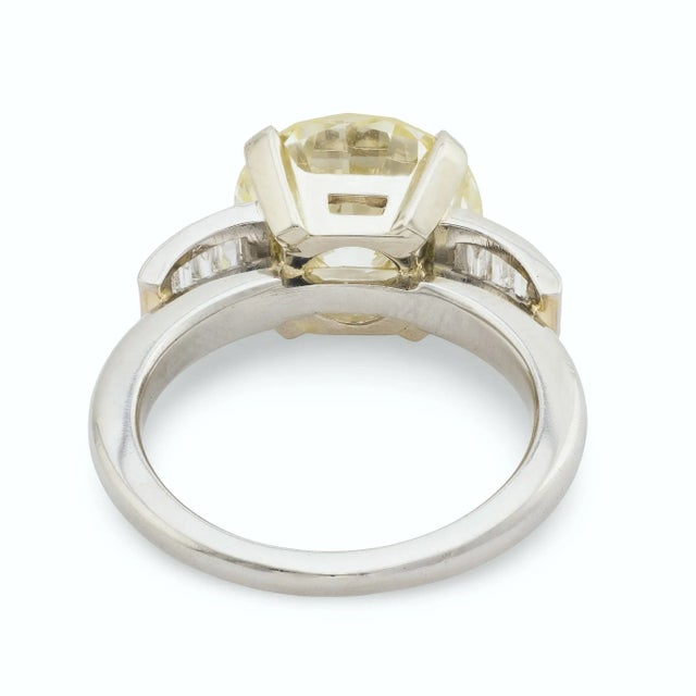 Mid Century Gia 5.07 Carat Round Brilliant Cut Diamond Platinum Ring, Size 6 For Sale In Los Angeles - Image 6 of 7
