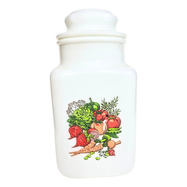Harvest Milk Glass Canister For Sale