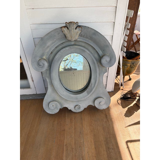 French Antique French Zinc Dormer Window Mirror For Sale - Image 3 of 7