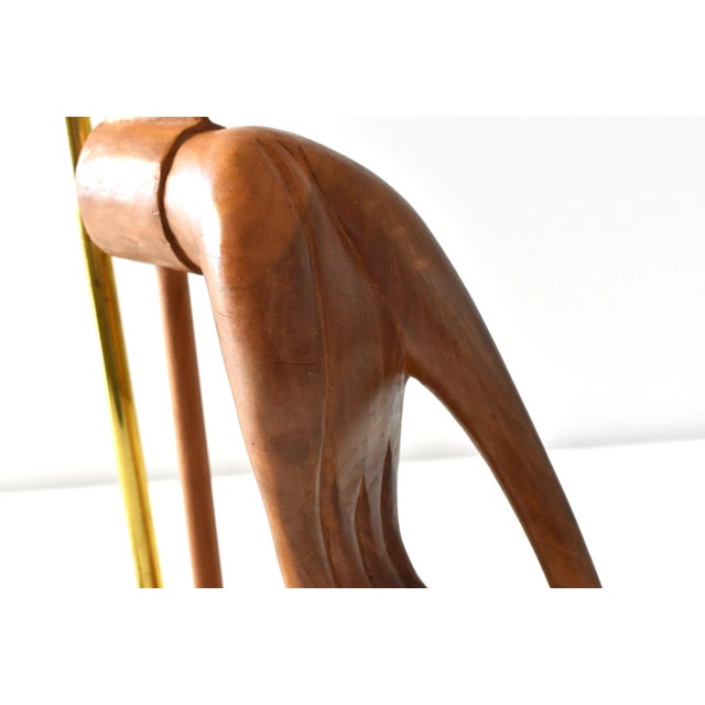 1950s Mid-Century Modern Carved Teak Hand Sculpture Table Lamp For Sale - Image 10 of 12