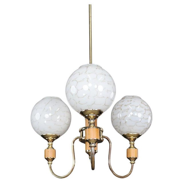Mid-Century Modern Brass and Art Glass Chandelier, Czech Republic, 1970s For Sale - Image 10 of 10