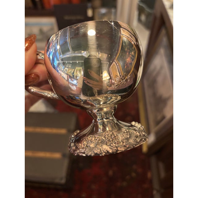 Metal Vintage Webster Wilcox Silver Plate Punch Bowl Set, 16-Piece Grapevine Pattern, Large Bowl + 15 Cups [Gg] For Sale - Image 7 of 10