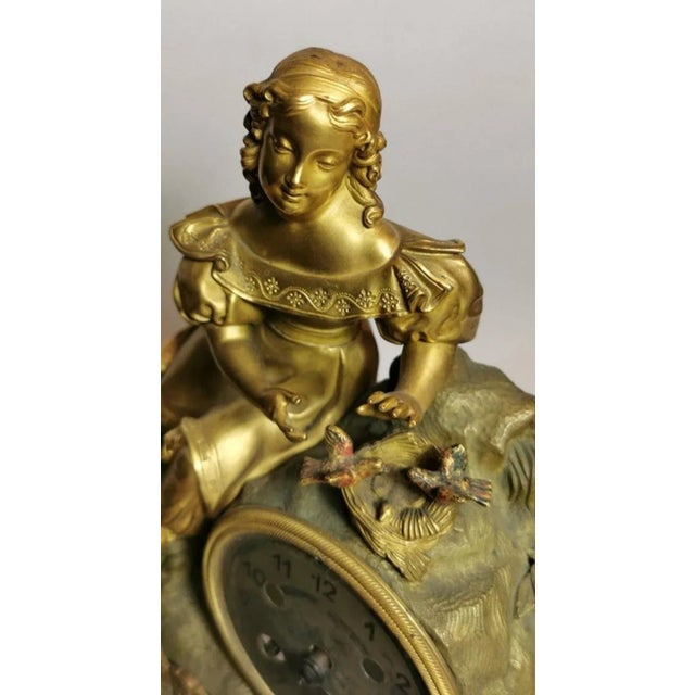 Louis XVI Style French Mantel Clock in Gilded Bronze For Sale - Image 4 of 13