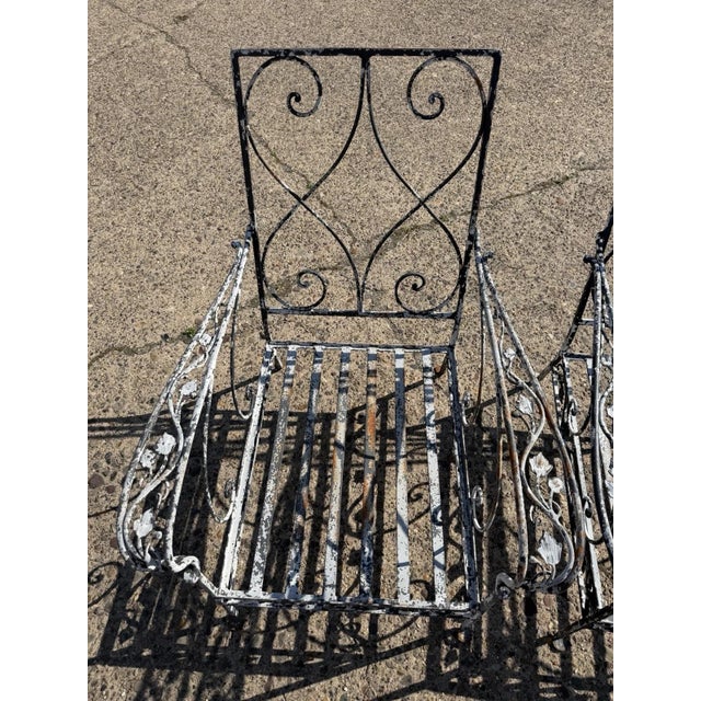 Metal Vintage Florentine Craft Studio Salterini Style Wrought Iron Lounge Chairs, Pair For Sale - Image 7 of 14