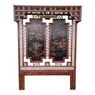 1980s Asian Chinoiserie Rattan Canopy Headboard by Henredon For Sale