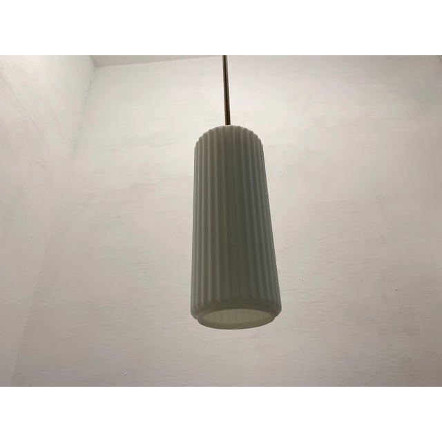Metal White Pleated Opaline Glass Pendant, 1960s For Sale - Image 7 of 9