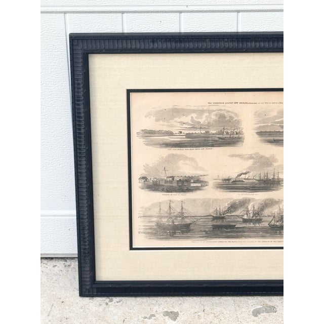 1862 Antique Harper's Weekly "The Expedition Against New Orleans" Civil War Engraving - Framed For Sale - Image 4 of 12