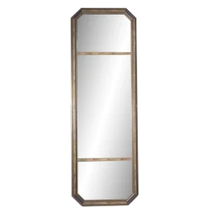 Narrow Elegant Neoclassical Style Italian Hand Painted Mirror With Aged Glass