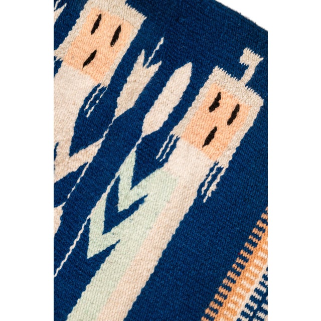 Vintage Native American Navajo Yei Hand-Woven Tapestry Throw Rug Wall Folk Art in Wool, Usa, C. 1970s For Sale - Image 18 of 18