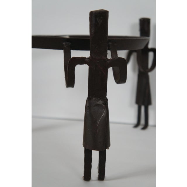 Black Vintage Great City Traders Wrought Iron Figural Iron & Portugal Glass Centerpiece Bowl For Sale - Image 8 of 12