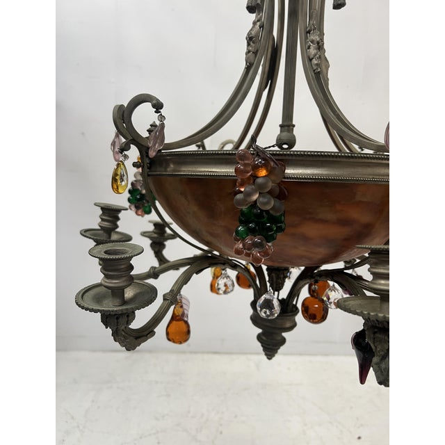 19th Century Napoleon III Bronze and Alabaster Chandelier with Eight Lights For Sale - Image 10 of 18
