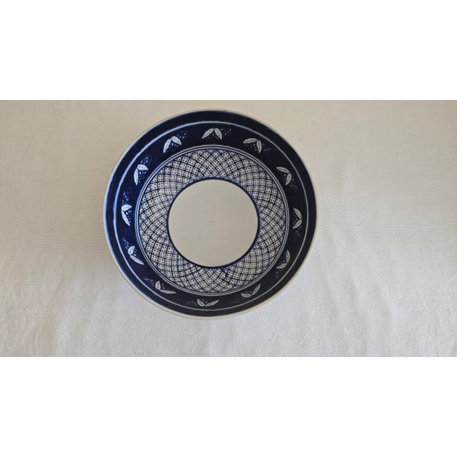 Asian Vintage Asian Style Blue & White Decorative Bowl For Sale - Image 3 of 7