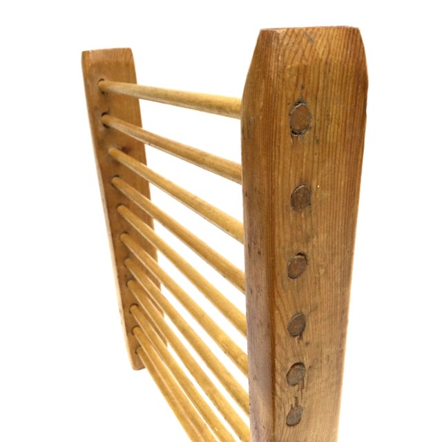 Antique Folk-Art Wooden Dowel Trivet Tray For Sale - Image 4 of 11