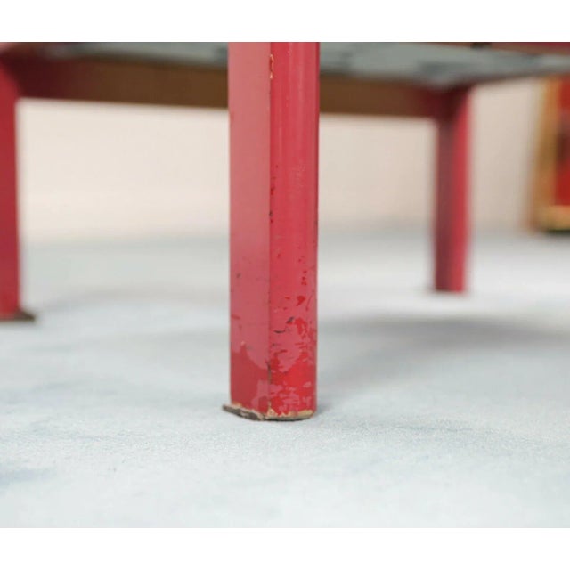 Red Fabric and Wood Reclining Lounge Chair, 1970s For Sale - Image 10 of 11