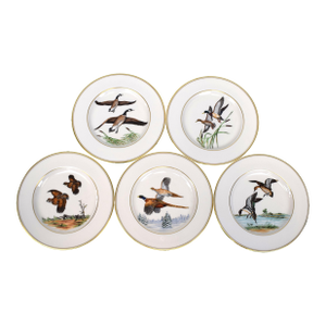 Mid 20th Century Abercrombie & Fitch Hand-Painted Game Bird Salad Plates- Set of 5