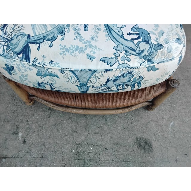 1980s Country French Chair and Ottoman For Sale - Image 9 of 14