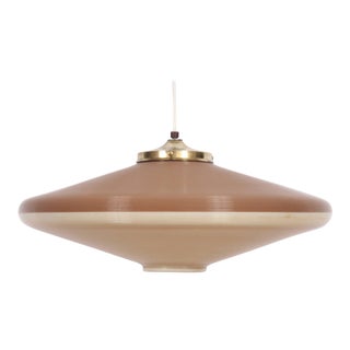 1950s Larger Yasha Heifetz for Rotaflex Two-Tone Saucer Hanging Pendant For Sale