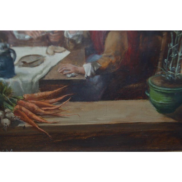 Chestnut Late 19th Century "Peasants at the Table" French School Figurative Oil Painting For Sale - Image 8 of 10