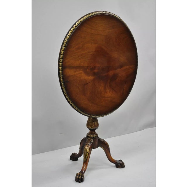 Vintage Chippendale Style Mahogany Pie Crust Ball and Claw Tilt Top Tea Table For Sale - Image 12 of 12