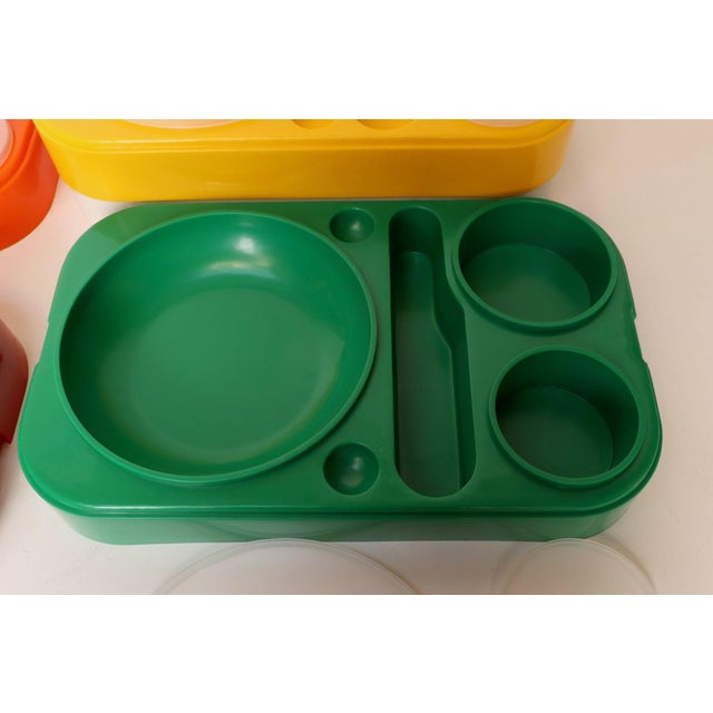 Plastic Mid Century Mexican Modern Stacking Rainbow Picnic Tray Set by Pymsa For Sale - Image 7 of 14