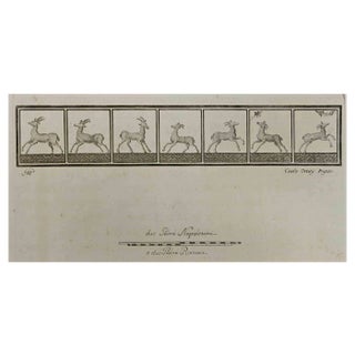 Carlo Oratij, Ancient Roman Fresco Herculaneum, Etching, 18th Century For Sale