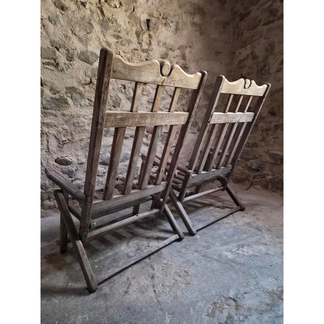 Vintage American Folding Hardwood Lounge Chairs, 1940s, Set of 6 For Sale - Image 14 of 18