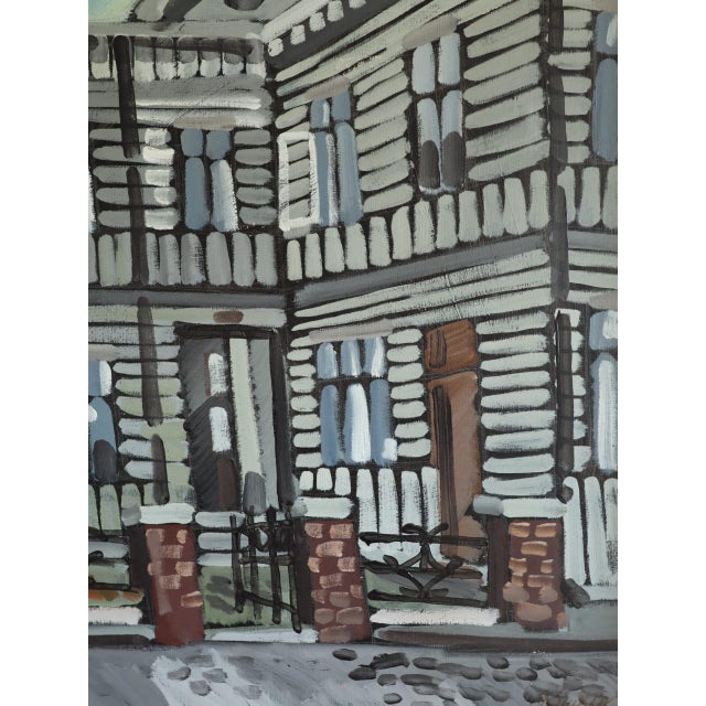 1974 Modernist 'Facade in Focus' Vintage Swedish Expressive Street Scene Oil Painting, Framed For Sale - Image 10 of 11