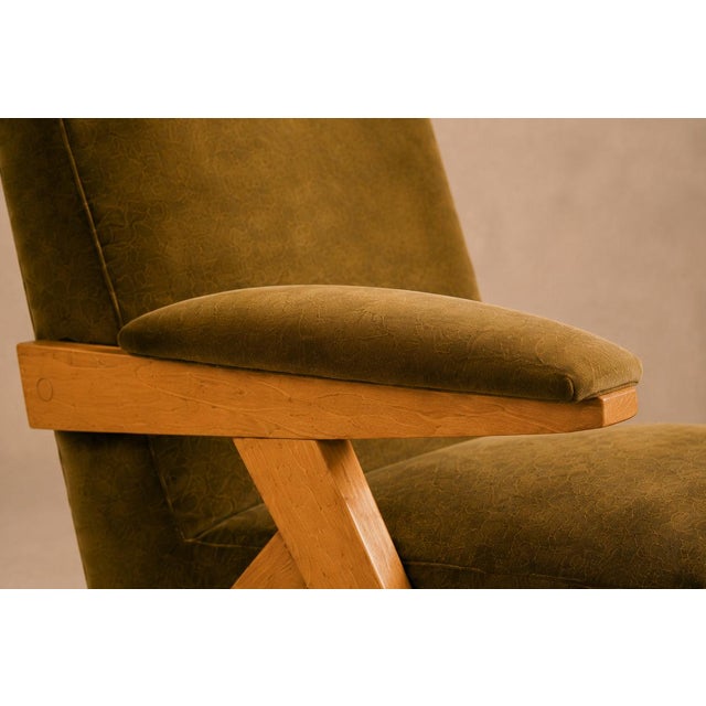 José Zanine Caldas Pair of Brazilian Modern Armchairs in Pau Marfim & Olive Mohair, Brazil, 1950s For Sale - Image 15 of 18