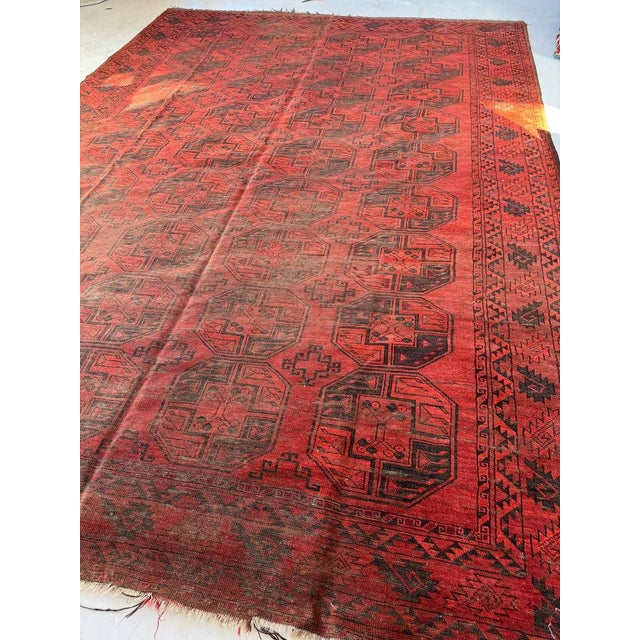 Vintage Tribal Ersari Bashir Minimal Aesthetics with Elephant Tracks Rug 9.2 x 12.5 For Sale - Image 14 of 15