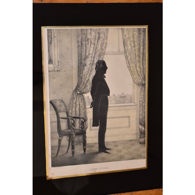 Wood 19th Century Burl Framed Lithograph of John Tyler For Sale - Image 7 of 7