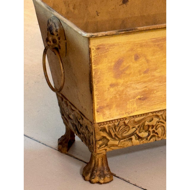 Pair of Tole Planters With Lion Mask Handles For Sale - Image 9 of 10