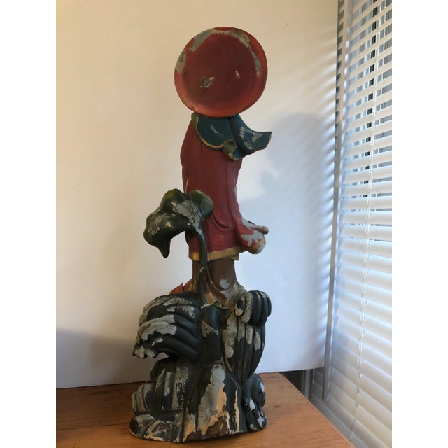 Figurative Chinese Carved Wood Standing Figure of Guanyin For Sale - Image 3 of 8