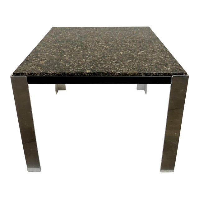 Leon Rosen for Pace Marble & Steel Game Table For Sale