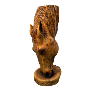Horse Head Hardwood Chainsaw Carving For Sale