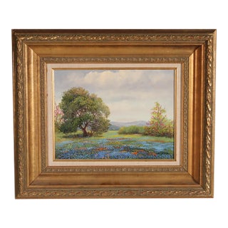Painting of Texas Blue Bonnets by Ruth Greer (1936-2004) For Sale