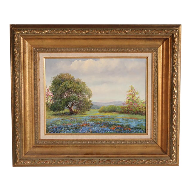 Painting of Texas Blue Bonnets by Ruth Greer (1936-2004) For Sale