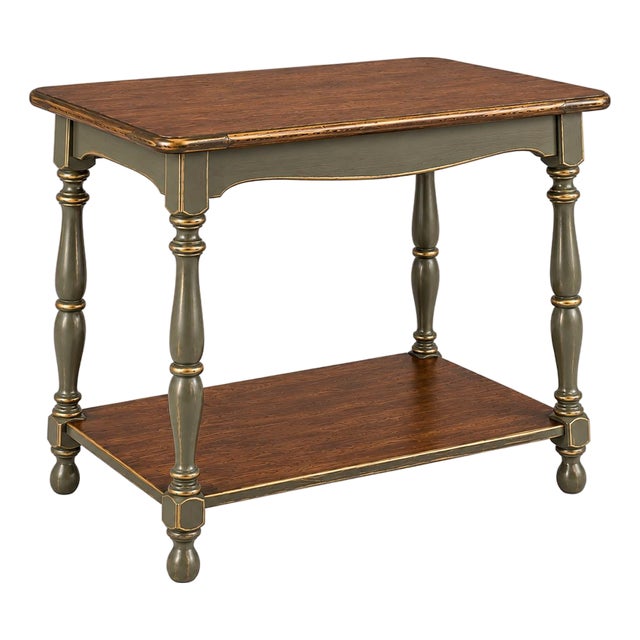 Mid 20th Century Old Chapel™ Manor House Accent Table | Sagewood™, Walnut & Gold For Sale